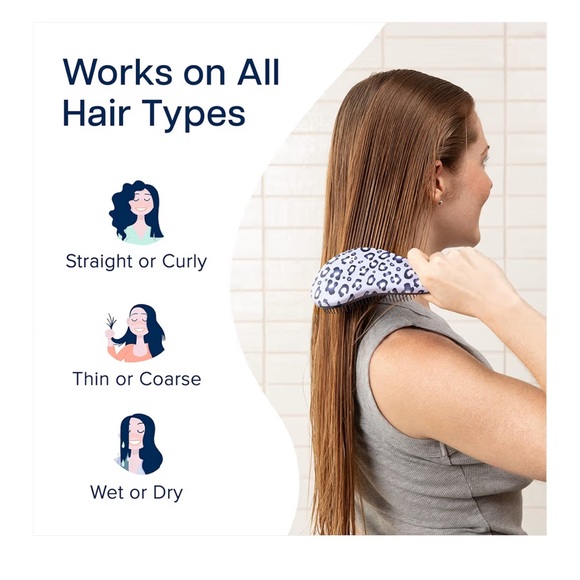 Blue Cheetah Print Hair Brush - Picture 4 of 7